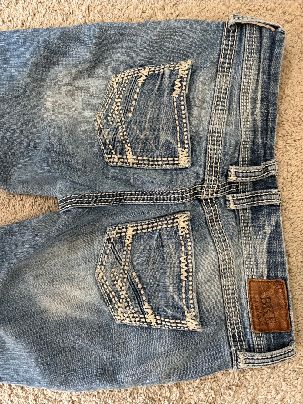 BKE Women’s Blue Distressed Bootcut Jeans
